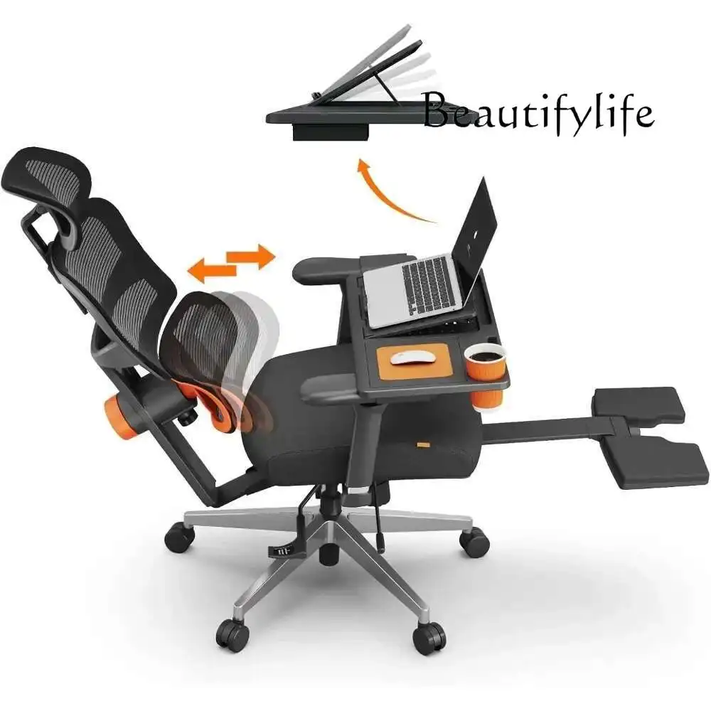 Office Furniture Jb - JBオフィスチェア、自動追尾式ランバーサポート付きハイバックデスクチェア、ラップトップデスクテーブル付き、座面の深さと高さ調整可能、Ch