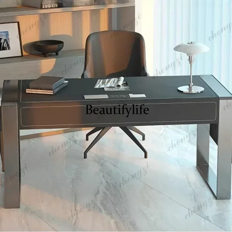 Office Furniture Com - Y136 Y136 ファッションスタディテーブル イタリア製ミニマリストライトラグジュアリーサドルレザーデスク ルームオフィス オフィスデスク＆ワークステーション
