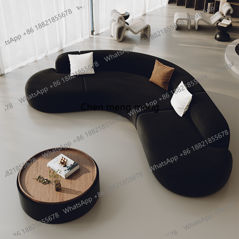 Office Furniture Luxury - 北欧風クリエイティブ休憩エリア受付ソファ高級ミニマリストスタイル美容室曲線ソファオフィス家具ソファードサロン