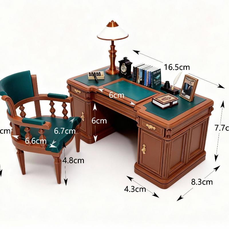 Office Furniture Solutions - 112個のドールハウス家具、オフィスデスクと椅子、ミニチュアビクトリア朝様式のライティングテーブルキット、コレクターズシーン用