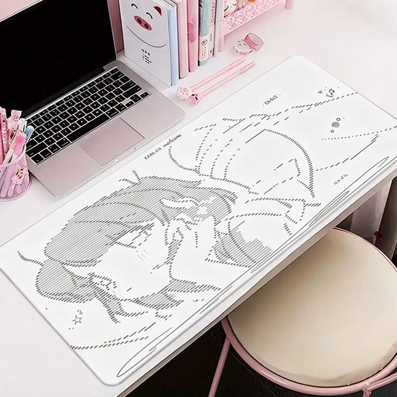 Office Furniture China - 1 個革製マウスパッドアニメエンジェルガール Y2k かわいい大型コンピュータキーボード HD レザーデスクマットかわいいゲームオフィス