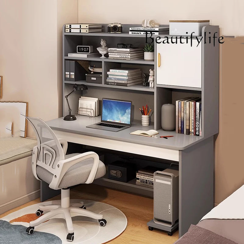 Office Furniture Jb - JB子供用エグゼクティブオフィスデスク、モダンな本棚付きホワイトスタンディングオフィスデスク、高さ調節可能な寝室用パソコンデスク家具