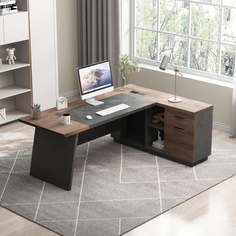 アメリカ倉庫製 モダンなコンピューターデスクセット 引き出し - Office Furniture Usa のレビューと価格