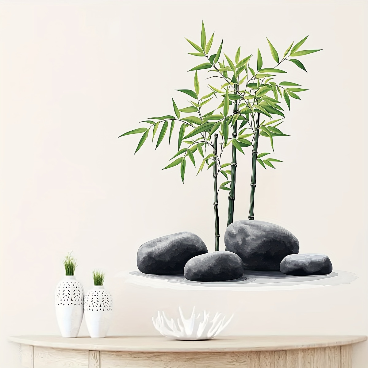 緑の竹の葉植物ウォールステッカーデカールベビー保育園浴室オフ - Office Furniture Usa のレビューと価格