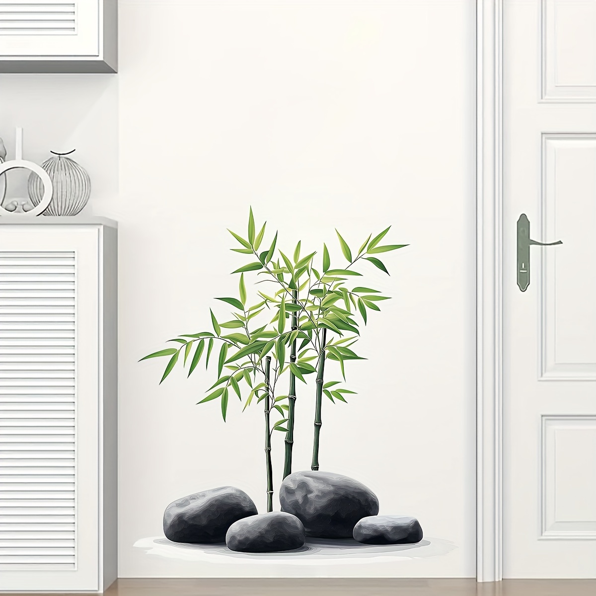 緑の竹の葉植物ウォールステッカーデカールベビー保育園浴室オフ - Office Furniture Usa のレビューと価格