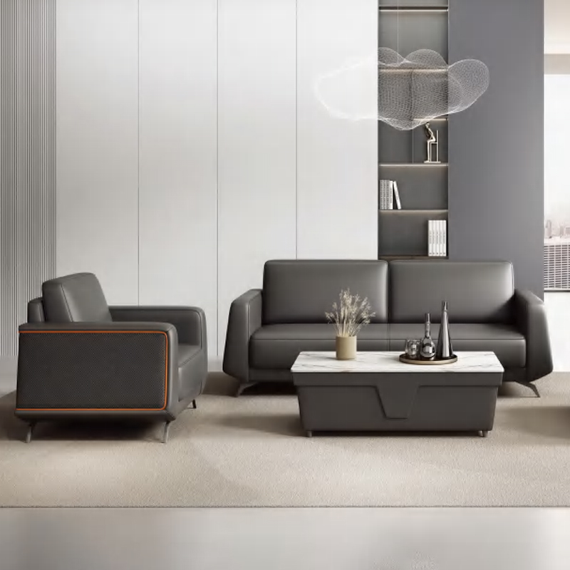 モダンな新型高級レザーオフィスソファセット、ティーテーブル付 - Office Furniture Luxury のレビューと価格