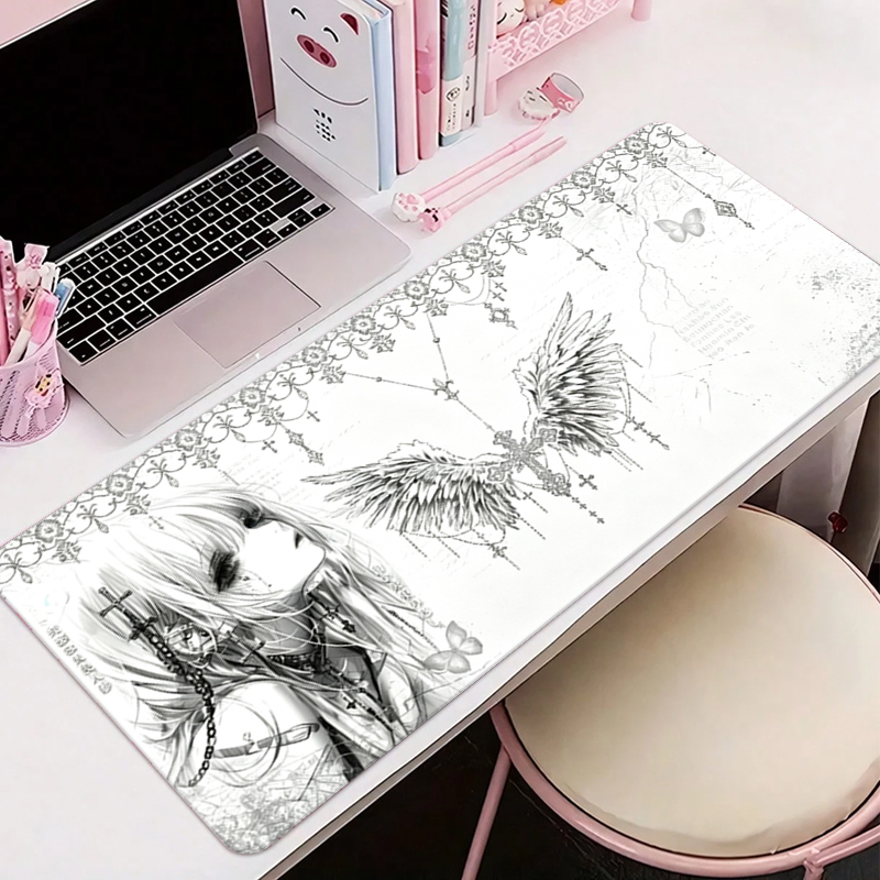 レザーマウスパッド黒白アニメ美学エンジェルガールマウスパッド - Office Furniture China のレビューと価格