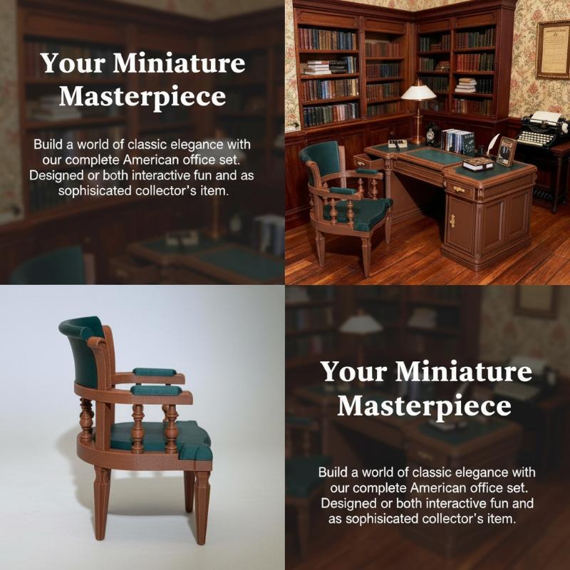 112個のドールハウス家具、オフィスデスクと椅子、ミニチュア - Office Furniture Solutions のレビューと価格